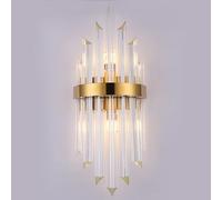 UOPYNE Mid Century Wall Sconces, Clear Crystal Glass Shade Lighting Fixtures, Modern Gold Stainless Steel Mounted Lamp for Bedroom Bathroom Doorway Vanity E14/E12 Sockets