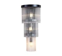 UOPYNE Modern Black Wall Sconce, Mid Century Luxury Crystal Glass Lighting Fixtures, Stainless Steel Hardwired Mounted Lamp for Bedroom Bathroom Doorway Vanity E14/E12 Sockets