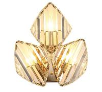 UOPYNE Modern Gold Crystal Wall Sconce Lighting Mid Century Mount Lamp for Bathroom Vanity, Bedroom, Living Room, Hallway E12/E14 Base Indoor Light Fixture for Mirror & Stairway