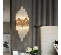 UOPYNE Modern Living Room Gold Wall Sconces, Mid Century Clear Crystal Glass Shade Lamps with Stainless Steel Finish, G9 Sockets Lighting Fixtures for Bedroom Bathroom Doorway