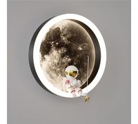 UOPYNE Modern Round Bedside Wall Lamps Creative Astronaut Cartoon Moon Sconces 12W Aisle Mount Light Fixtures for Kids Room Study Toys