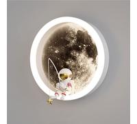 UOPYNE Modern Round Bedside Wall Lamps Creative Astronaut Cartoon Moon Sconces 12W Aisle Mount Light Fixtures for Kids Room Study Toys