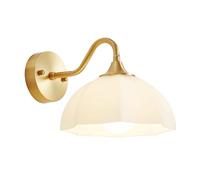 UOPYNE Modern White Glass Shade Wall Light All Copper Indoor Sconce E26/E27 Sockets Lamps for Cafe Bar Balcony Entrance Bedside Bedroom Decor