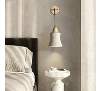 UOPYNE Nordic Cream Wind Solid Wood Cement Wall Lamp Japanese Concrete Sconce E26 E27 Base for Bedroom Bedside Living Room Study B& Indoor Lighting