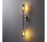 UOPYNE Postmodern Copper Wall Sconce with Gray Glass Geometric Hardwired Lamp E14/E12 Base for Living Room Bedroom Restaurant Decor Lighting