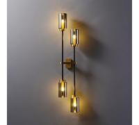 UOPYNE Postmodern Copper Wall Sconce with Gray Glass Geometric Hardwired Lamp E14/E12 Base for Living Room Bedroom Restaurant Decor Lighting