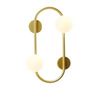 UOPYNE Reading Light Gold Bathroom Wall Mount Fixtures Over Mirror Sconces 2 G9 Base Brushed Brass Lamp with White Globe Shade for Aisle Balcony Vanity