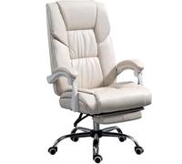 UOPYNE Silla Oficina ejecutiva Moderna, cómoda y Resistente, ergonómica, Cuero, con Respaldo Alto, giratoria y Ajustable, con reposapiés y Brazos, Ideal for tareas domésticas y for Adultos.(White)