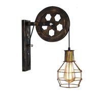 UOPYNE Vintage Iron Cage Living Room Wall Mount Light Fixtures Creative Pulley Hallway Lamps E26/E27 Base Pavilion Sconces for Barn Restaurant Bar