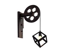 UOPYNE Vintage Iron Cage Living Room Wall Mount Light Fixtures Creative Pulley Hallway Lamps E26/E27 Base Pavilion Sconces for Barn Restaurant Bar