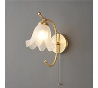 UOPYNE Vintage Wall Sconces Creative Copper Lights with Flower Shaped Glass Shade E14/E12 Base Lamps for Hallway Stairs Living Room Bedroom