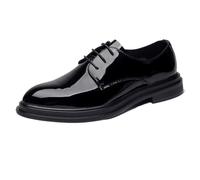 UOPYNE Zapatos Charol Brillante for Hombre Formales Gruesa Goma Vestido clásico con Cordones Oxford
