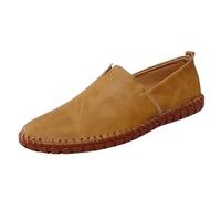 UOPYNE Zapatos clásicos Cuero sin Cordones for Hombre: Goma Antideslizante y tacón Cuadrado for Uso Informal en el Trabajo y los Negocios.(Yellow,42 EU)