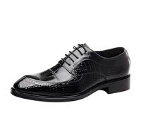 UOPYNE Zapatos Cuero Genuino for Hombres Vestido Negocios con Punta Puntiaguda Cómodos Transpirables Formales for Oxford Ascensor patrón Cocodrilo Vintage