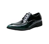 UOPYNE Zapatos Formales Esmoquin for Hombre, Cuero Impermeable, con Cordones, Punta ala, Antideslizantes, tacón Bloque, caña Baja, for Boda, cómodos y Antideslizantes.(Green,44.5 EU)