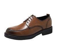 UOPYNE Zapatos Formales Oxford Vestir for Hombre, Zapatos Clásicos con Cordones, Uniforme, Punta ala, Cuero Grano Superior, Zapato Antideslizante con Tacón Bloque Antideslizante(Brown,43 EU)