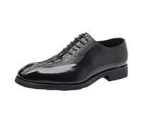 UOPYNE Zapatos Formales Vestir for Hombre, Zapatos Vintage con Cordones, Punta Redonda, Cuero Francés, Informal, Negocios, Antideslizante, Vestido con Goma Resistente(Noir,44 EU)