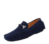 UOPYNE Zapatos Gamuza sin Cordones for Hombre: Goma Antideslizante con tacón Cuadrado y Punta Redonda Moderna for Uso Informal y Oficina.(Blue,45.5 EU)