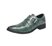 UOPYNE Zapatos Oxford clásicos Lujo con una Sola Hebilla for Hombre, Zapatos Informales Aumento Altura, Cuero Punta Puntiaguda sin Cordones Vintage for