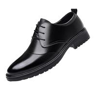UOPYNE Zapatos Oxford clásicos Resistentes al Desgaste Antideslizantes Brogue con Aumento Altura for Hombres Vestir Cordones Cuero for