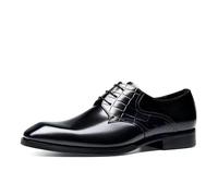 UOPYNE Zapatos Oxford Cuero francés for Hombre, Estilo Vintage, con Cordones, Punta Puntiaguda, Goma Antideslizante, caña Baja, for Vestido Boda.(Noir,41 EU)
