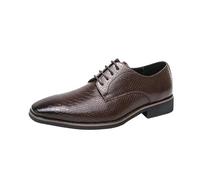 UOPYNE Zapatos Oxford Fiesta for Hombre, Piel Becerro, con Cordones, Punta Puntiaguda, Antideslizantes, caña Baja(Brown,44.5 EU)