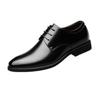 UOPYNE Zapatos Oxford Formales for Hombre, Cuero Italiano, con Cordones, Punta ala, Esmoquin, for Boda, Fiesta, Antideslizantes, tacón Bloque, clásicos, cómodos, caña Baja(Noir,45 EU)