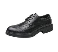 UOPYNE Zapatos Oxford Formales Negocios for Hombre, Cuero Genuino, con Cordones, Punta Redonda, Goma Antideslizante, tacón for Boda y Fiesta graduación.(Noir,42 EU)