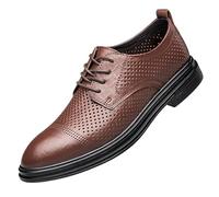 UOPYNE Zapatos Oxford Formales Transpirables Huecos Estilo británico con Cordones Zapatos Casuales Negocios Vintage Elegantes Charol for Hombres