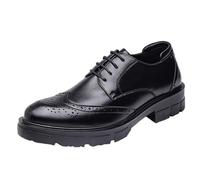 UOPYNE Zapatos Oxford Modernos Vestir for Hombre en Cuero Negro Transpirable con Cordones y Punta Redonda clásica for Uso Informal Negocios