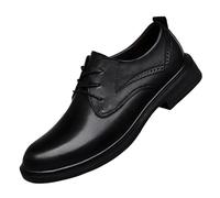 UOPYNE Zapatos Oxford Noche for Hombre, Cuero Italiano, con Cordones, Punta Redonda, caña Baja, for Boda(Noir,46 EU)