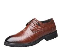 UOPYNE Zapatos Oxford Vestir for Hombre, Cuero Genuino, con Cordones, Puntera Goma, Exterior, sin Cordones(Brown,42 EU)