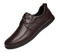 UOPYNE Zapatos Oxford Vestir for Hombre, Cuero Impermeable, con Cordones, Punta ala, Goma Antideslizante, Formales, for Oficina, Negocios, Bodas, clásicos y cómodos.(Brown,44.5 EU)