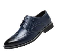 UOPYNE Zapatos Oxford Vestir for Hombre, Cuero sintético, con Cordones, Punta Puntiaguda, Goma Antideslizante, Uniformes Formales, cómodos y Antideslizantes.(Blue,39 EU)