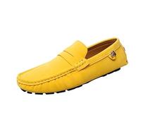 UOPYNE Zapatos Vestir clásicos for Hombre: Goma Antideslizante y Parte Superior Ante for Bodas, graduaciones y Fiestas. Diseño cómodo con Punta Redonda.(Yellow,45 EU)