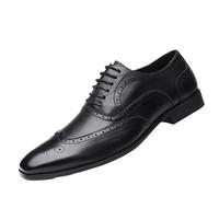 UOPYNE Zapatos Vestir clásicos for Hombre, Piel Becerro, con Cordones, Punta Redonda, Goma Antideslizante, tacón Bloque Antideslizante, clásicos.(Noir,40 EU)