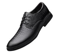 UOPYNE Zapatos Vestir for Hombre, Piel Grano Superior, con Cordones, Transpirables, Antideslizantes, con tacón Bloque, for graduación, Boda, Formales, cómodos(Noir,44 EU)