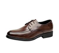 UOPYNE Zapatos Vestir Formales for Hombre, Piel sintética, con Cordones, Brogue, Goma Antideslizante, tacón Bloque, for Oficina, Negocios, Informales, cómodos(Brown,38 EU)