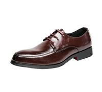 UOPYNE Zapatos Vestir Oxford clásicos for Hombre, Piel sintética, con Cordones, Punta Redonda, Goma Antideslizante, Corte bajo, Formales, for Trabajar, cómodos y Antideslizantes.(Brown,42 EU)