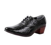 UOPYNE Zapatos Vestir Oxford Esmoquin for Hombre, Cuero, con Cordones y Punta ala, Antideslizantes, for Boda, graduación, Informales(Noir,40 EU)