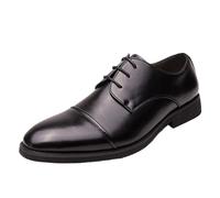 UOPYNE Zapatos Vestir Oxford for Hombre, Cuero francés, con Cordones, Puntera, Goma Antideslizante, Corte bajo, for Exteriores, Formales, Fiestas, cómodos(Noir,45.5 EU)