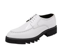 UOPYNE Zapatos Vestir Oxford for Hombre, Piel Grano Superior, con Cordones y Puntera, Antideslizantes, for Noche, graduación, Formales y cómodos.(White,40 EU)