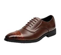 UOPYNE Zapatos Vestir Oxford for Hombre, Piel sintética, con Cordones, Punta Redonda, Antideslizantes, for Uniformes, Formales, graduación, Bodas, Informales y cómodos.(Brown,45.5 EU)