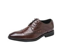 UOPYNE Zapatos Vestir Oxford Trabajo for Hombre, Cuero francés, con Cordones y Punta ala, Goma Antideslizante, Formales, for graduación, Bodas, cómodos y Antideslizantes.(Brown,40 EU)