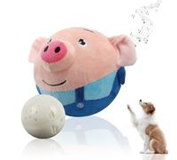 UoQo Juguetes interactivos para perros, juguete de perro de cerdo que se enrolla automáticamente, incluye bolas automóviles para perros pequeños y medianos para perseguir a mascotas en movimiento