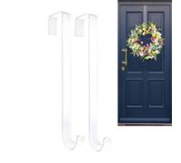 Uoqpty Colgador de Puerta para Coronas | Sin Rastro Resistente Soporte Transparente,Colgador De Corona Para Puerta De 2 Piezas,para Ducha, Ventana con Cuadro, Baño, Navidad, Halloween, Exterior