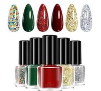 Uoqpty Juego De Esmalte De Uñas Para Navidad | Accesorios De Larga Duración De 6 Colores | Kit De Esmalte De Uñas - Para Festival Manicura Salón Hogar Viaje Boda Spa Fiesta Verano Vacaciones Diario