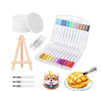 Uoqpty Kit De Pintura Con Textura De Espuma Mágica - Incluye 28 Hojas De Papel Con Textura De Espuma, 12 Rotuladores De Colores, 3 Rotuladores De Agua, 10 Cadenas De Cuentas Y 1 Minicaballete