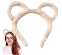 Uoqpty Linda diadema de maquillaje, diademas para mujeres para lavarse la cara - Diadema de felpa para mujer | Moda para niñas adolescentes, aro de pelo de felpa, artículos suaves para la cabeza para