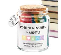Uoqpty Mensajes de afirmaciones positivas en un frasco, pequeño tarro inspirador, tarjetas inspiradoras y cálidas para niños y adolescentes, suministros de apoyo motivacional portátiles